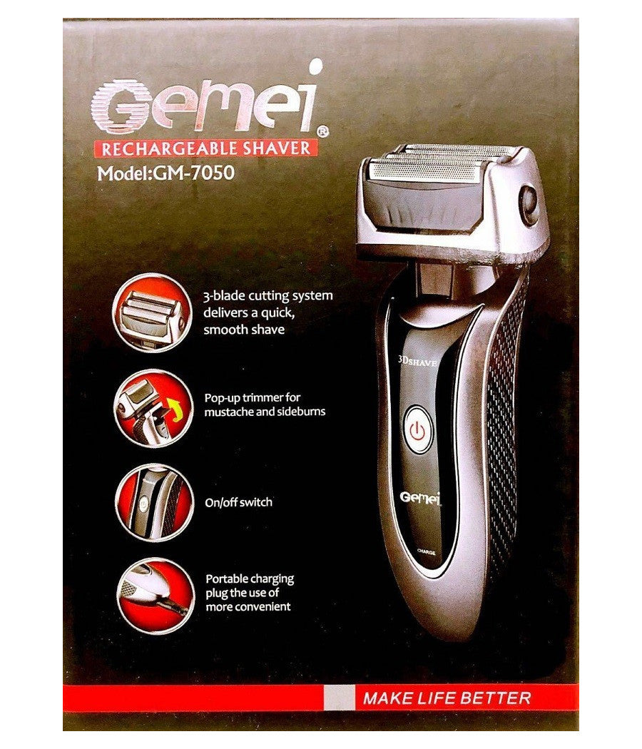 Rasoio Elettrico Uomo Taglia Barba Ricaricabile A Batteria Impermeabile Gm-7050         