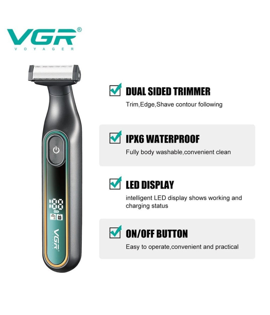 Rasoio Professionale A Lama Rifinitore Regola Capelli Barba Uomo Display Led V-360         