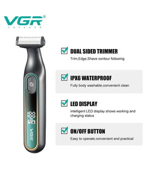 Rasoio Professionale A Lama Rifinitore Regola Capelli Barba Uomo Display Led V-360         