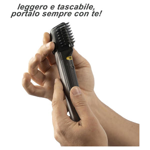 Trade Shop - Rasoio Professionale Elettrico Trim-max Senza Fili Luce Led Kit 5 Testine Barba Capelli         