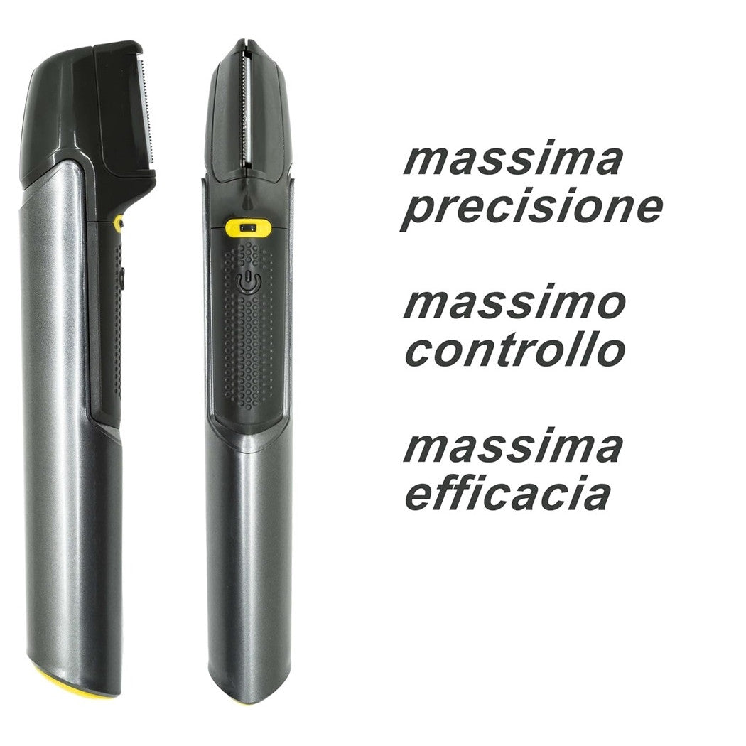 Trade Shop - Rasoio Professionale Elettrico Trim-max Senza Fili Luce Led Kit 5 Testine Barba Capelli         