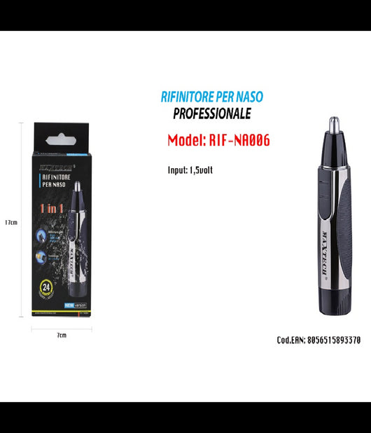 Rasoio Rifinitore Per Peli Naso Orecchie Barba Rif-na006 Uomo Maxtech         