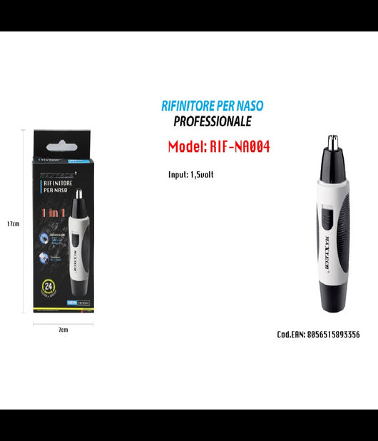 Rasoio Rifinitore Per Peli Naso Orecchie Barba Uomo Maxtech Rif-na004         