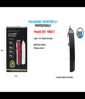 Rasoio Rifinitore Tagliabarba 2x1 Professionale Di Precisione Per Peli Naso Barba Rif-na013         