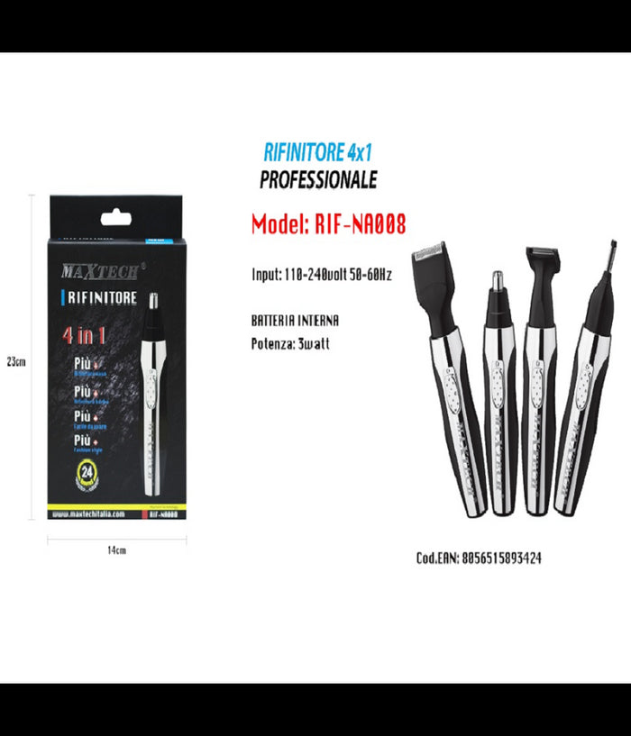 Rasoio Rifinitore Trimmer Per Peli Naso Orecchie Sopracciglia 4x1 Uomo Rif-na008         