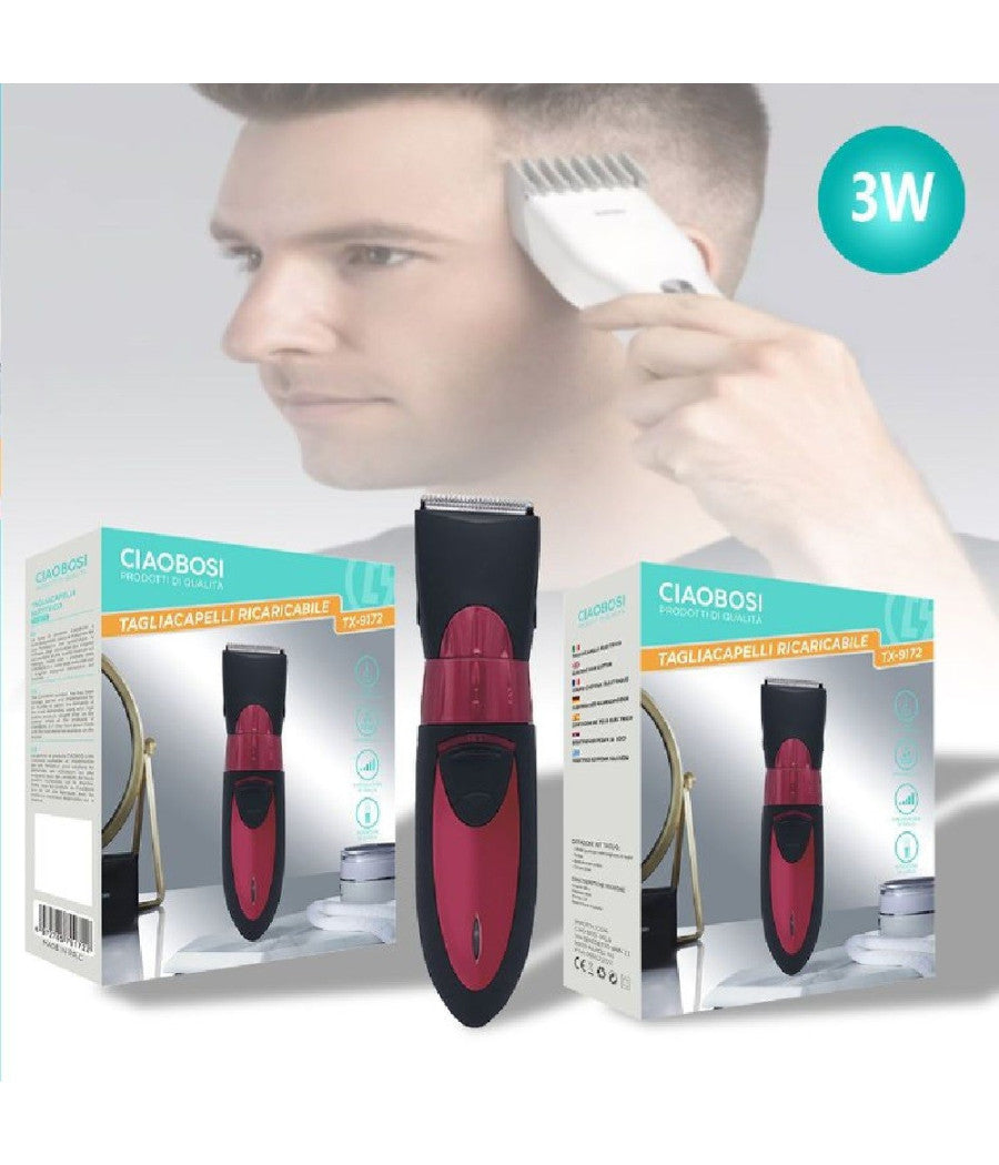 Rasoio Taglia Capelli Elettrico Regola Barba Basette Ricaricabile 3 Watt Tx-9172         