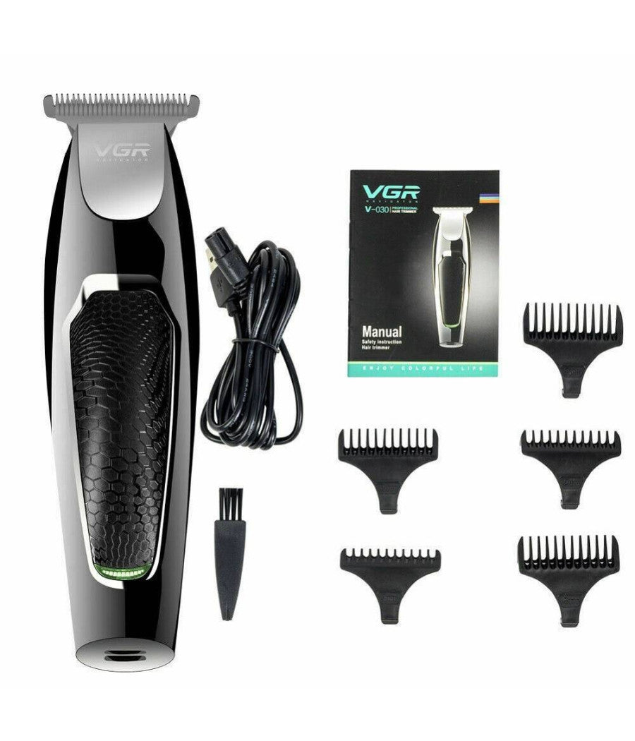 Rasoio Taglia Capelli Elettrico Regola Barba Ricaricabile Usb 5 Pettini V-030         