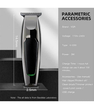 Rasoio Taglia Capelli Elettrico Regola Barba Ricaricabile Usb 5 Pettini V-030         