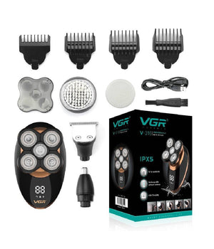 Rasoio V-316 5in1 Elettrico Regolabarba A Batteria Con Display Lcd Led Senza Fili         