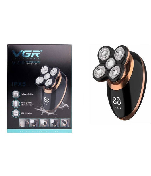 Rasoio V-316 5in1 Elettrico Regolabarba A Batteria Con Display Lcd Led Senza Fili         