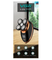 Rasoio V-316 5in1 Elettrico Regolabarba A Batteria Con Display Lcd Led Senza Fili         