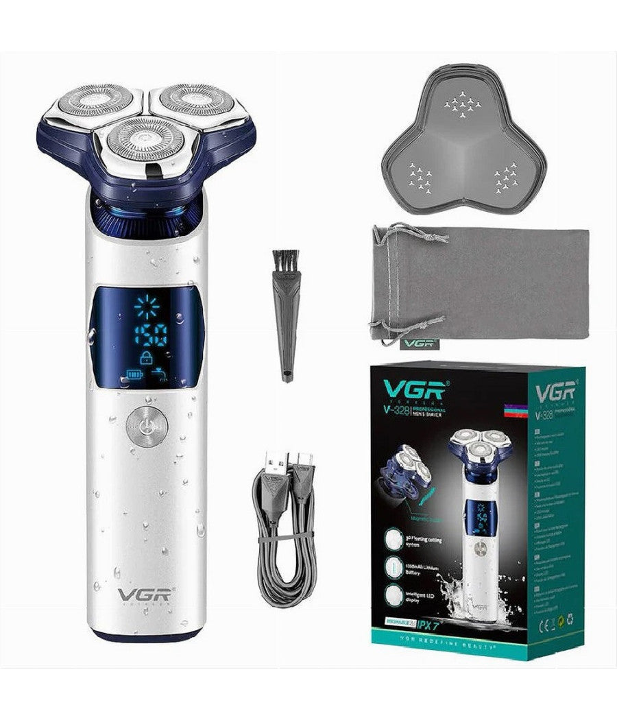 Rasoio Vgr V-328 Elettrico Uomo Barba Ricaricabile Viso Lama 3d Galleggiante Ipx7         
