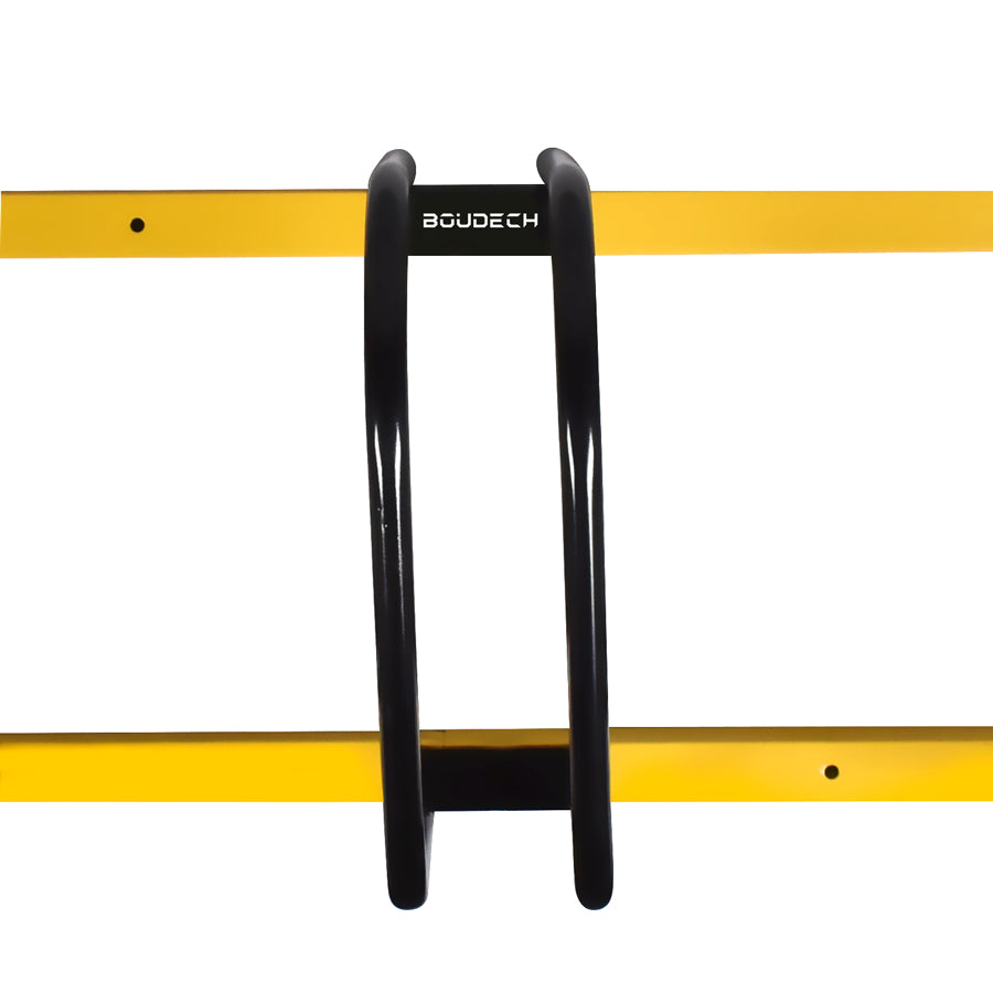 Rastrelliera Cavalletto Fermabici Modulare 5 in 1 in Acciaio Antiruggine con meccanismo di fissaggio al suolo ideale per parcheggiare fino a 5 biciclette in parco, strade private o garage.