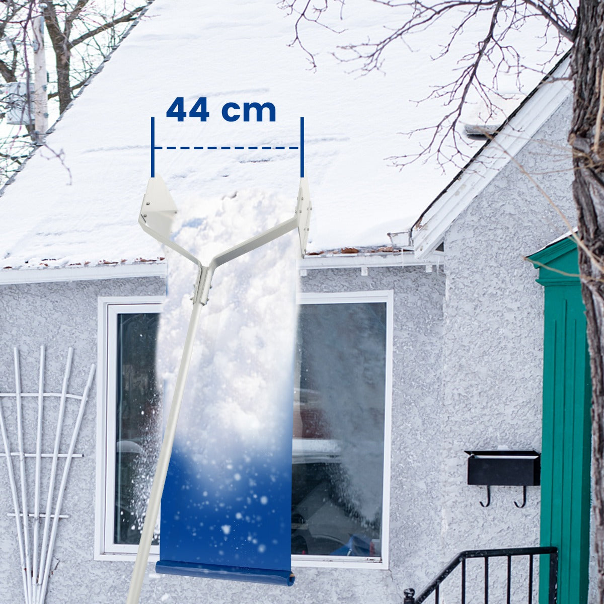 Rastrelliera per rimozione della neve dal tetto, Rastrello per neve in alluminio con lunghezza massima di 624cm-Utensili professionali