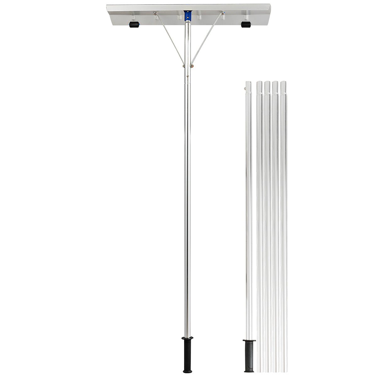 Rastrello da neve estensibile in alluminio 160-610cm, Rastrello antigraffio con lama di alta qualit¨¤ tubi a 5 sezioni-Utensili
