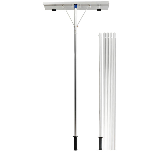 Rastrello da neve estensibile in alluminio 160-610cm, Rastrello antigraffio con lama di alta qualit¨¤ tubi a 5 sezioni-Utensili
