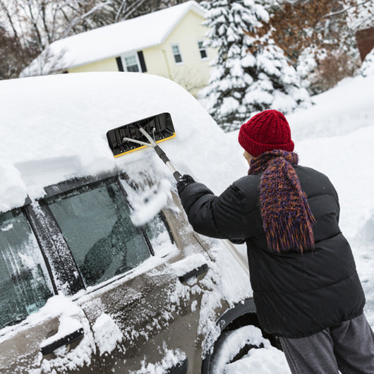 Rastrello da neve in alluminio con lama maggiorata da 40cm manico antiscivolo, Rastrello da neve telescopico 6,1m-Utensili professionali
