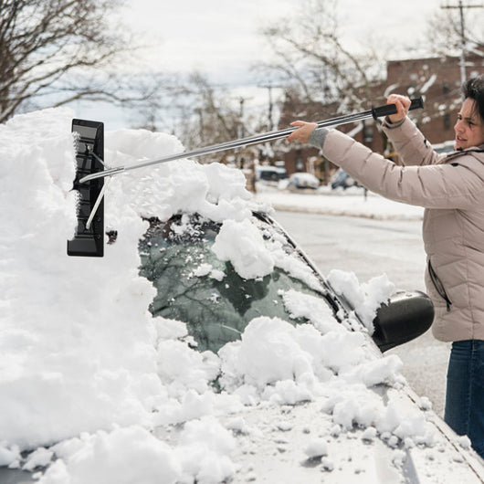 Rastrello per neve regolabile 1,48-6,08m, Rastrello neve sezionato con telaio in alluminio e manico antiscivolo-Utensili professionali