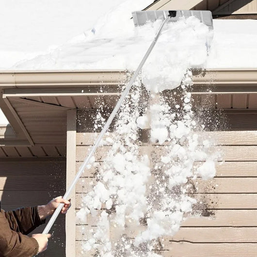 Rastrello per neve in alluminio da 1,48-6,08m, Attrezzo per la rimozione della neve con asta principale 4 prolunghe-Utensili professionali