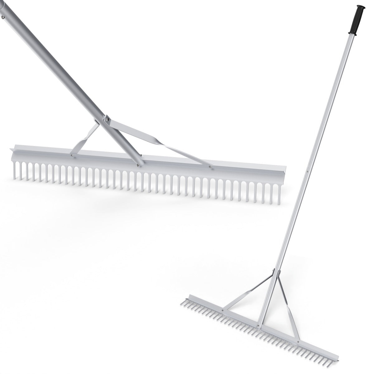 Rastrello per paesaggio in alluminio resistente con testa del rastrello larga 91cm 36 denti, Rastrello da giardino-Attrezzi da giardino