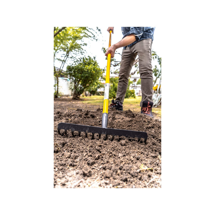 Rastrello da giardino - Suan - 14 rebbi - Manico in fibra di vetro - Dimensioni : 150 x 40 x 8,6 cm