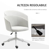 Sedia da Ufficio con Altezza Regolabile, Ruote e Seduta Girevole in Tessuto, Grigio Chiaro