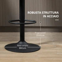 Sgabelli da Bar Set 2 Pezzi ad Altezza Regolabile, in Acciaio e Poliestere, 47.5x57.5x95-116 cm, Marrone