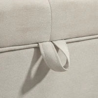 Panca Contenitore da 80L Imbottita con Rivestimento in Tessuto e Gambe in Legno, 118x42x45 cm, Crema