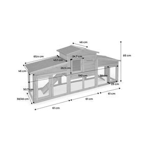 Conigliera in legno per 4 conigli, marrone naturale