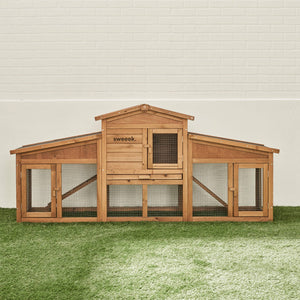 Conigliera in legno per 4 conigli, marrone naturale