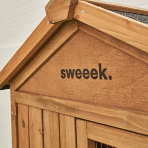 Conigliera in legno per conigli e roditori con recinto, 4 conigli,