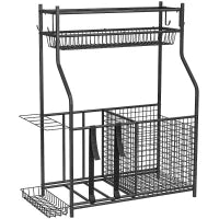 Organizzatore per Attrezzatura Sportiva con Cestello, Ganci Estraibili e Fasce Elastiche per Palloni da Basket e Calcio