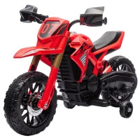 Moto Elettrica per Bambini, Alimentata da Batteria 6V, Ruote di Supporto, Clacson, Suono di Avvio, 3-8 Anni, Rosso