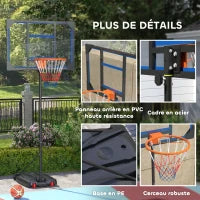 Canestro Da Basket Per Bambini, Altezza Regolabile Da 210-260 cm Esterno E Interno Con Ruote, Base Pesante, Blu
