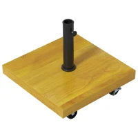 Base per Ombrellone da 25kg in Metallo e Cemento con Ruote ed Effetto Legno, 45x45x36.5cm, Giallo
