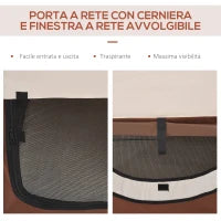 Trasportino Gabbia da Trasporto per Cani Gatti e Animali Domestici Pieghevole, 61x46x51cm, Caffè