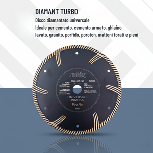Disco diamantato turbo universale cemento, cemento armato, granito *** misura Ø 115 x 2,4 mm, confezione 1
