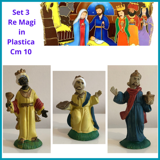 Re magi presepe artigianale statuine presepio presepi decorazioni natale vintage addobbi creazioni  cm 10 in plastica