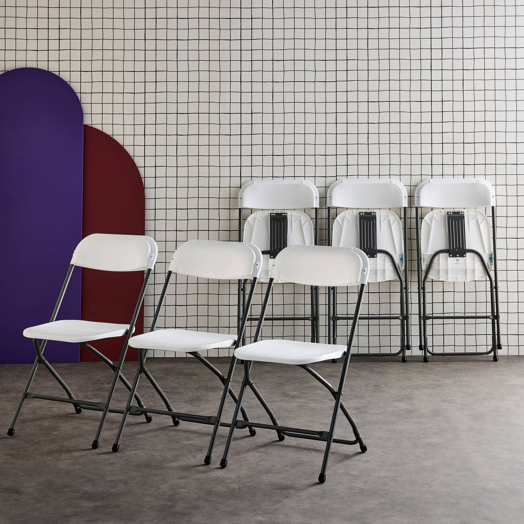 Set di 6 sedie da ricevimento pieghevoli, bianco