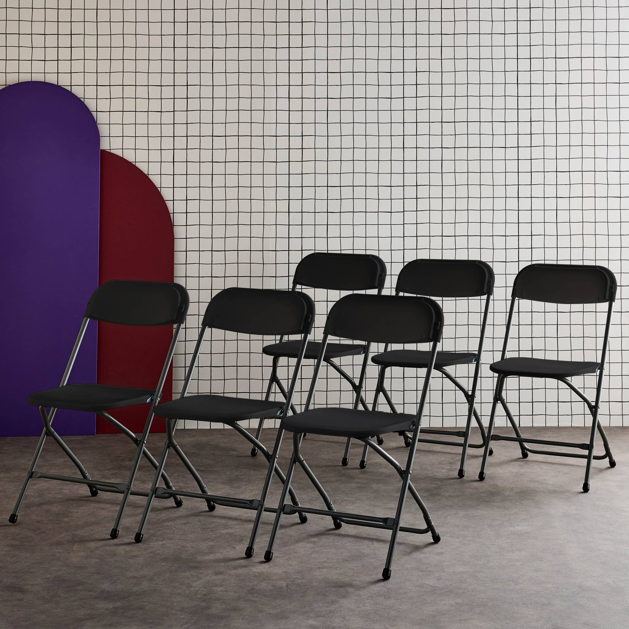 Set di 6 sedie da ricevimento pieghevoli, grigio scuro