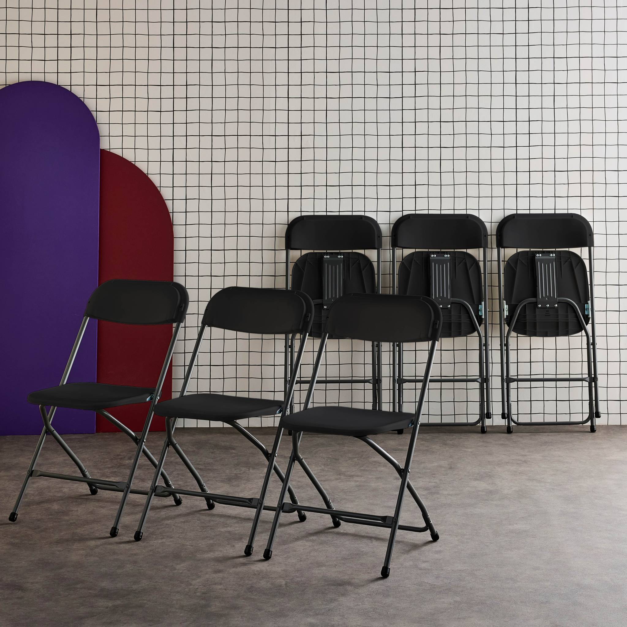 Set di 6 sedie da ricevimento pieghevoli, grigio scuro