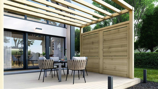 Recinto, pannello in legno con lamelle, set - impregnato in verde - DOM702 - ALTANKA