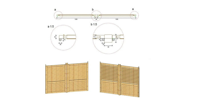 Recinto, pannello in legno con lamelle, set - impregnato in verde - DOM702 - ALTANKA