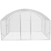 IDMarket - Recinto per polli a cupola 7,5 m² in rete metallica 3x2,5 M con porta laterale