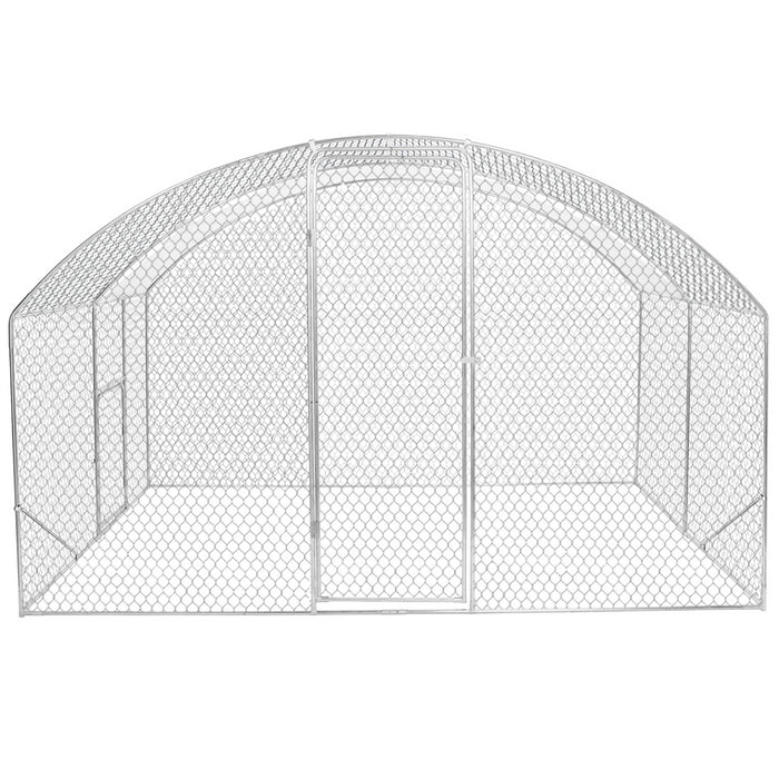 IDMarket - Recinto per polli a cupola 7,5 m² in rete metallica 3x2,5 M con porta laterale