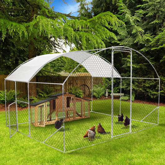 IDMarket - Recinto per polli a cupola 7,5 m² in rete metallica 3x2,5 M con porta laterale