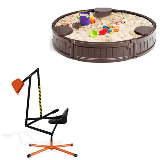 Escavatore sabbiera flessibile e recinto sabbia impermeabile, Escavatore sabbiera bimbi e recinto 120cm marrone sabbia-Giochi e giocattoli