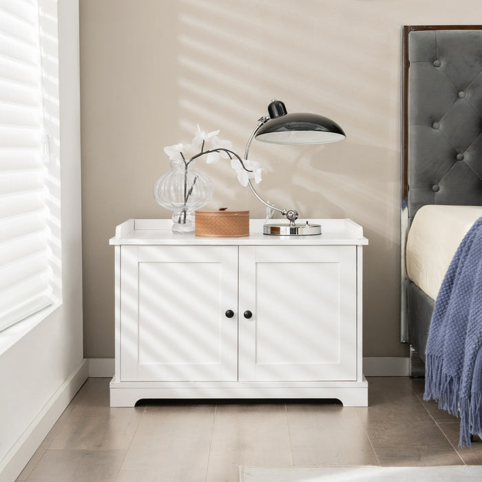 Recinto lettiera per gatti con tira graffi ingresso reversibile, Mobile moderno per animali domestici Bianco-Lettini e divanetti