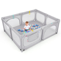 Recinto per bambini con cerniera e rete traspirante tasca portaoggetti, Centro attivit¨¤ per bambini da 0 a 3 anni Grigio-Cancelletti di sicurezza