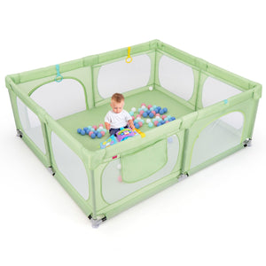 Recinto per bambini con cerniera e rete traspirante tasca portaoggetti, Centro attivit¨¤ per bambini da 0 a 3 anni Verde-Cancelletti di sicurezza